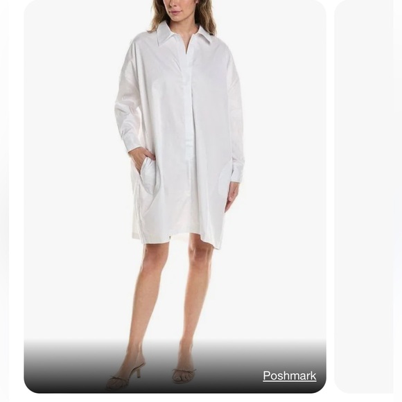 Norma Kamali Revolve Super OS Oversized Boyfriend Shirt Long Sleeve Mini Dress - Picture 3 of 8